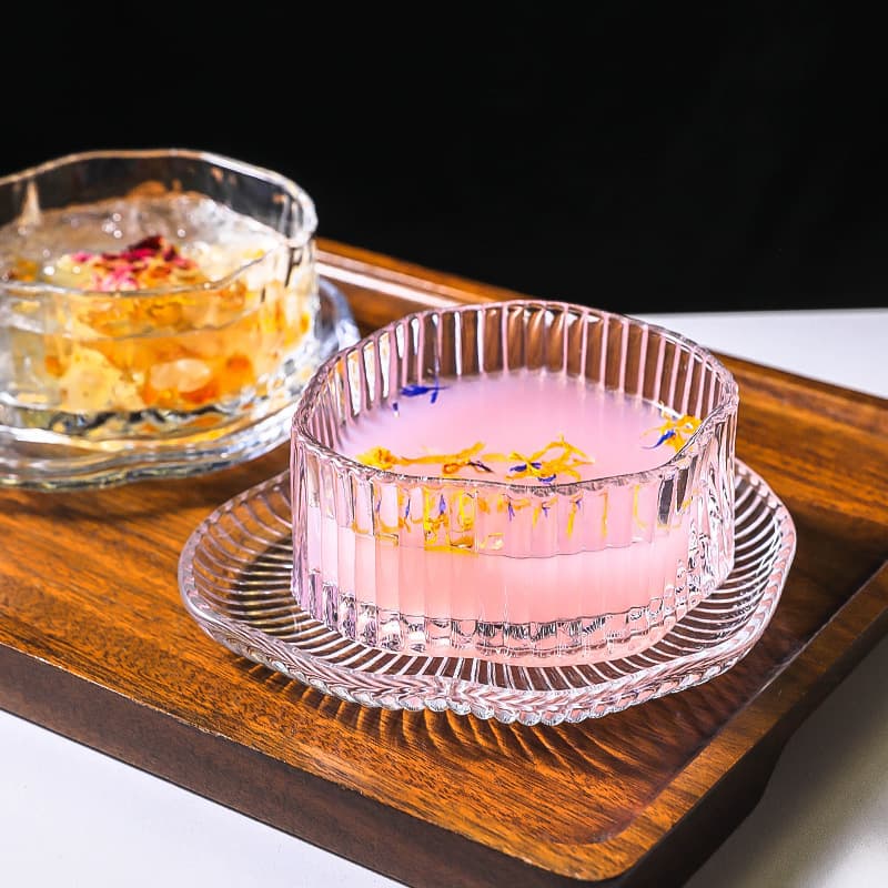Ins Style Irregular Dessert Bowl Set High-End Cloud Glass Bowl Creative Sweet Soup Bowl Breakfast Bowl