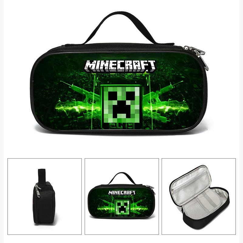 Factory Wholesale Minecraft Game Merchandise Student Large Capacity Pencil Case Stationery Bag Portable Children's Pencil Pouch