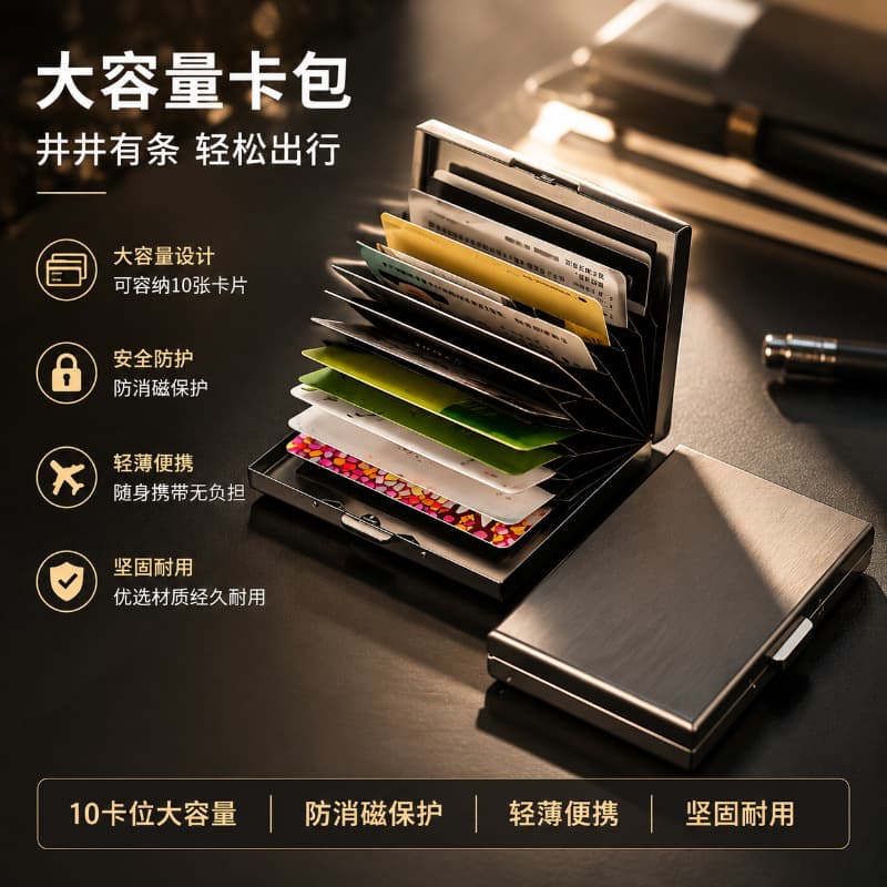 Unisex Metal Card Holder Stainless Steel Anti-Demagnetization Card Case Bank Card Anti-Theft RFID Blocking Wallet Portable