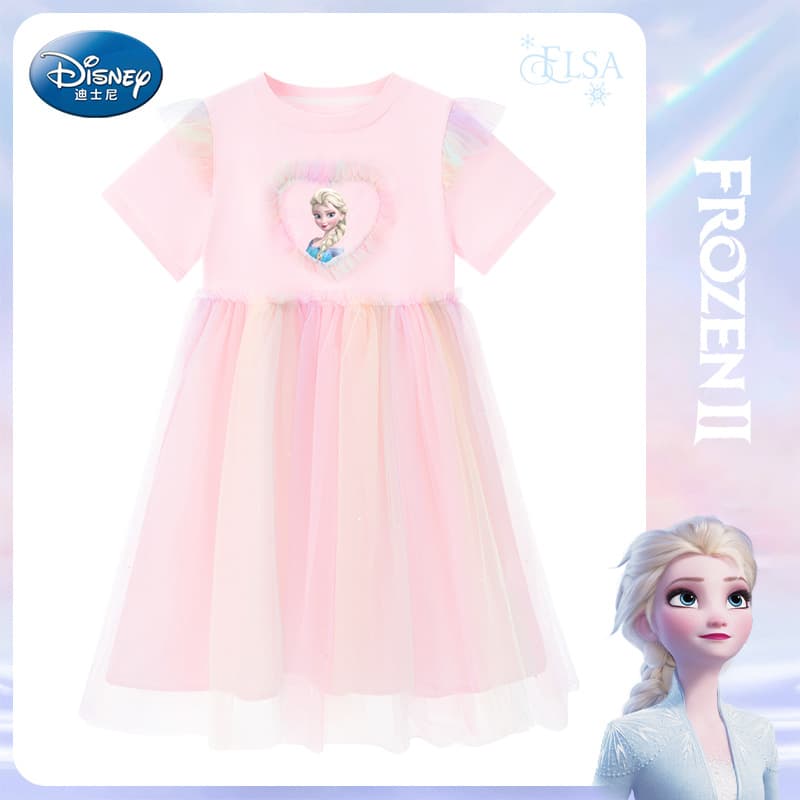 2024 Summer Baby Girl Cute Sweet Ice Princess Dress Comfortable Skin-Friendly Children's Dress
