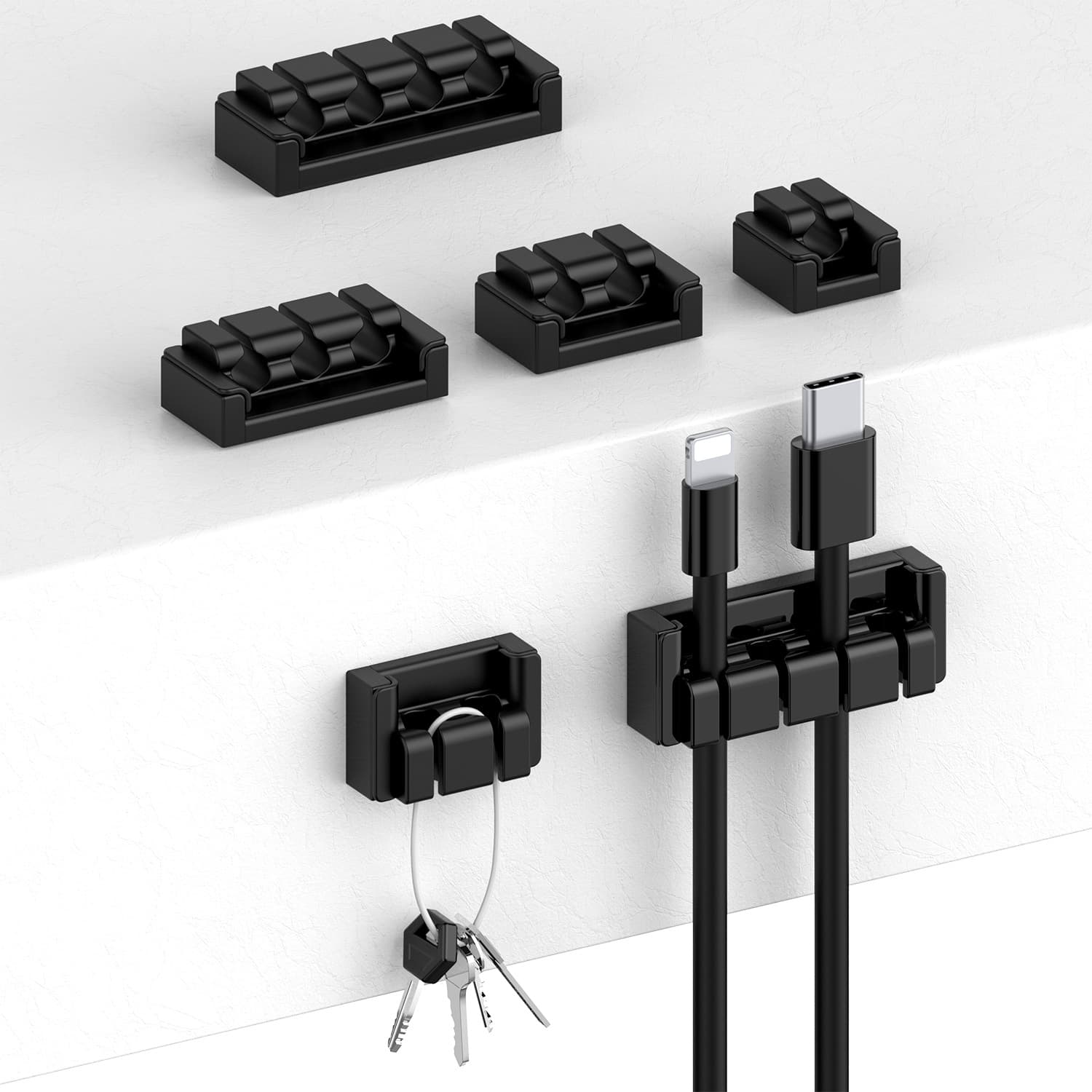 Cross-border Hot Selling Desktop Self-adhesive Invisible Cable Organizer Multi-hole Hub Data Cable Storage Silicone Wire Clip Cord Winder