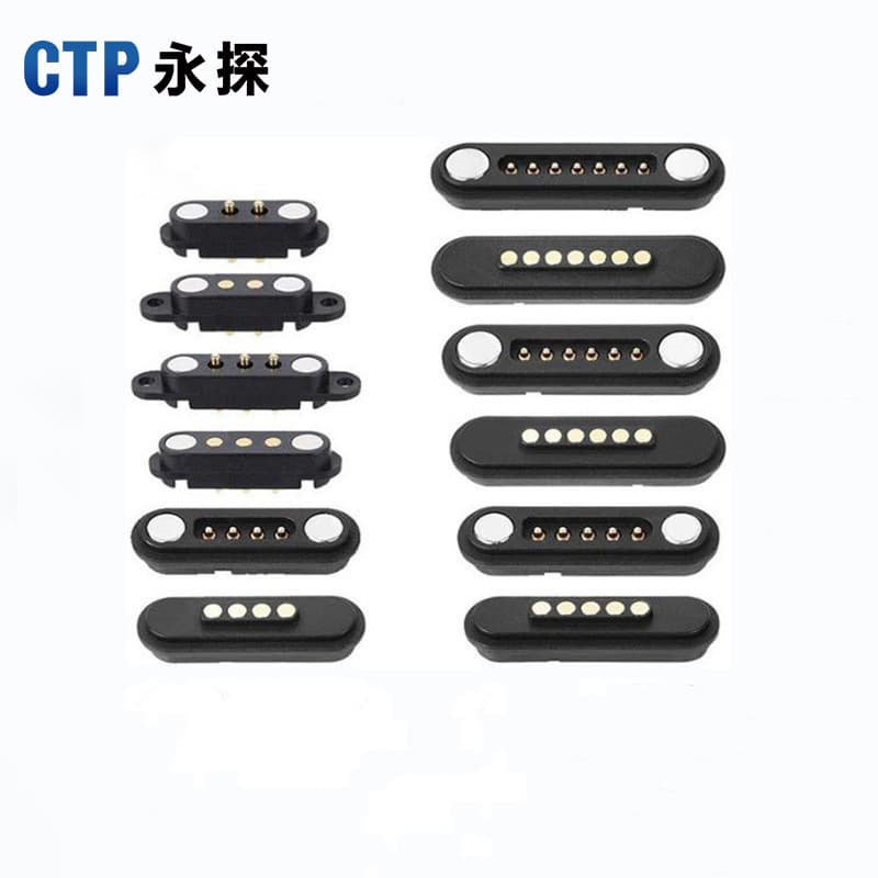 Foolproof Pogo Pin Magnetic Connector 2 3 4 5 6 7 8 Pin Contact Male Female Header with Ears and Positioning Holes