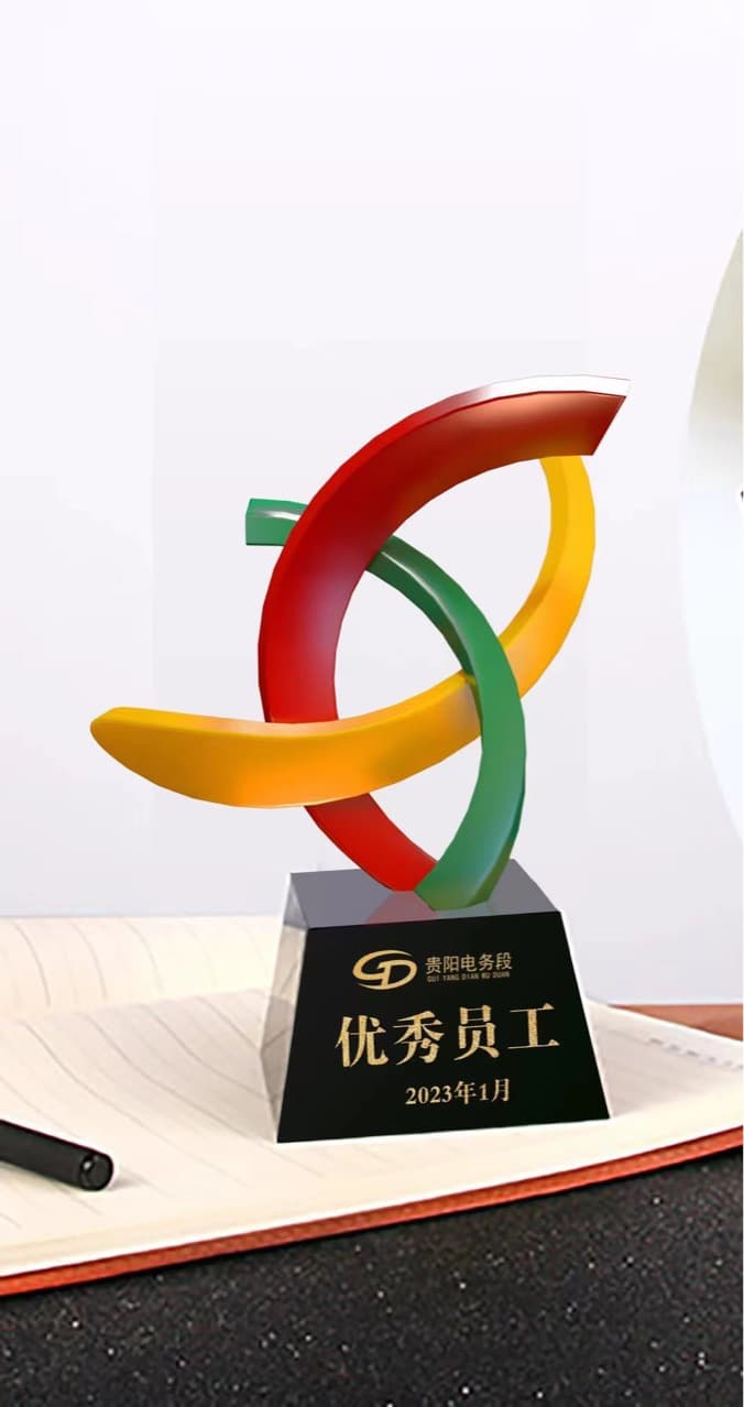 Colored trophies, electroplated trophies, anodized trophies