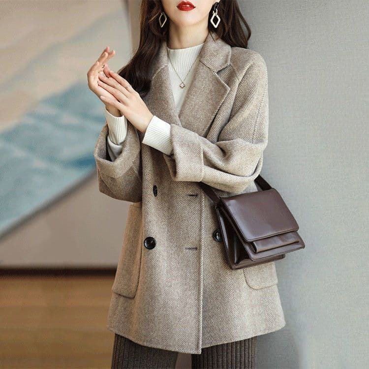 Women's Tweed Coat, Autumn/Winter New Fashion Korean Style Loose Slimming Versatile Chic Tweed Jacket.