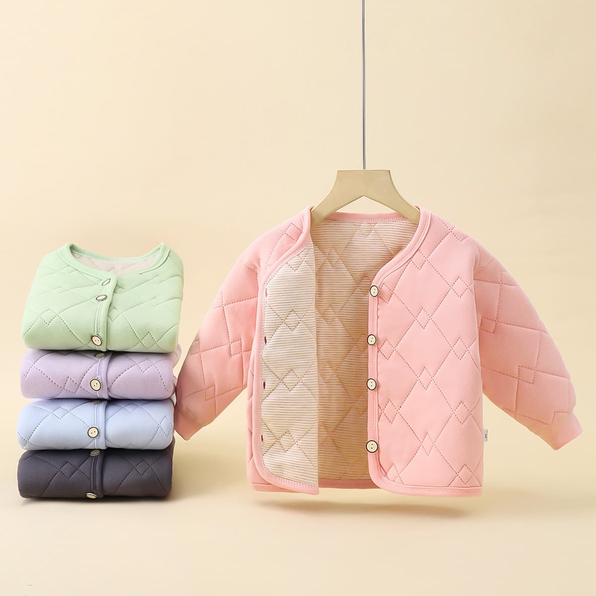 Children's Outerwear Cotton Coat Three-Layer School Uniform Essential, Girls' Cotton Jacket, Boys' Lined Inner Layer Cotton Coat, Fleece-Lined Warmth for Medium to Large Kids