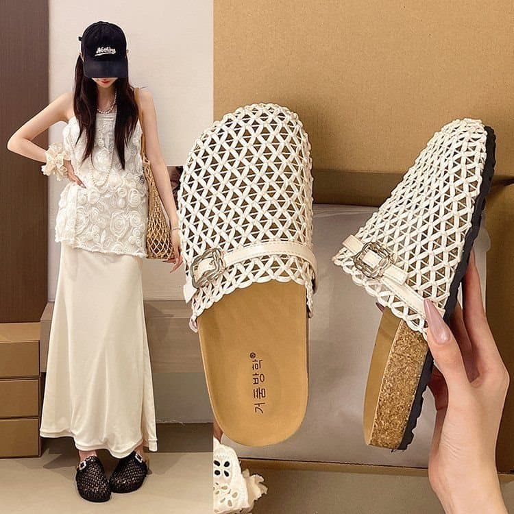 Women's Thick-Soled Birkenstock-Style Closed-Toe Mules, Summer 2026 New Mesh Breathable Design, Pairs with Dresses, Cool Slippers