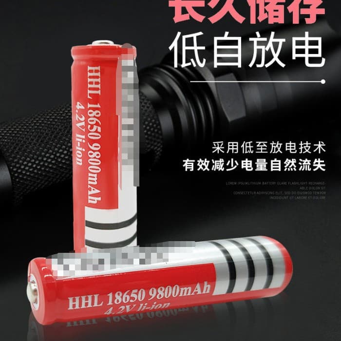 New UltraFire 18650 Rechargeable Lithium Battery Sharp Flat Head 3.7V 9800mAh Small Fan High Brightness Flashlight Battery