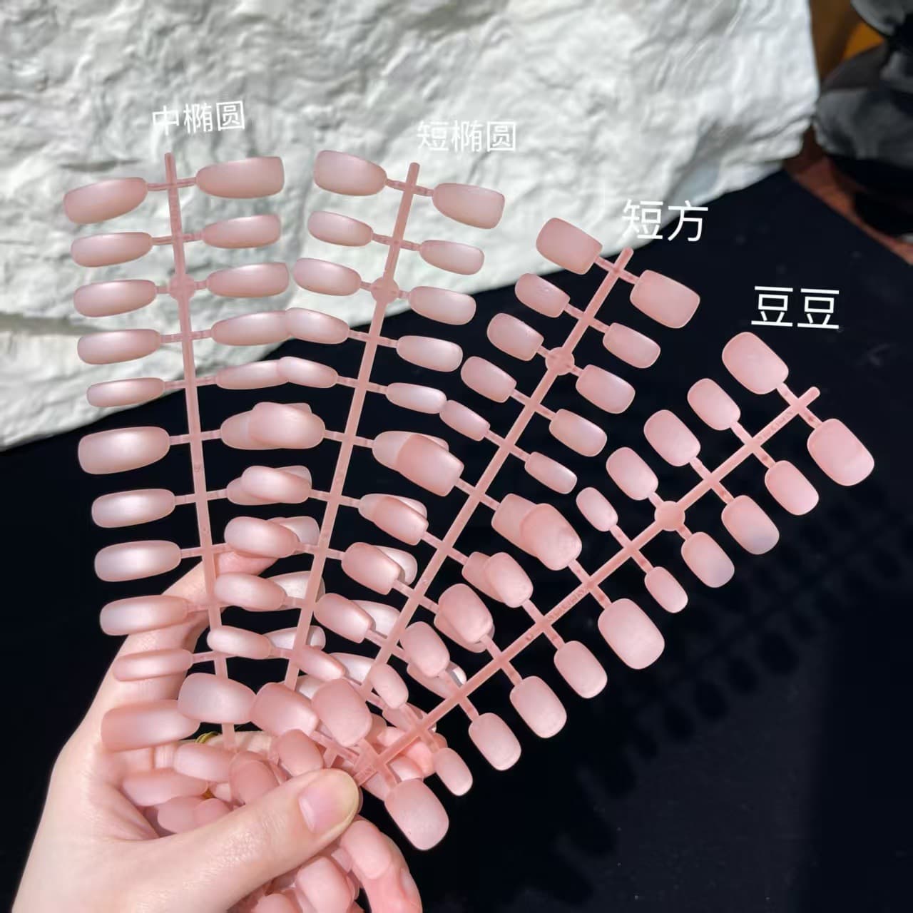 Short matte cherry blossom pink nail tips, 30 pieces, matte flesh-like texture, semi-finished strip pack