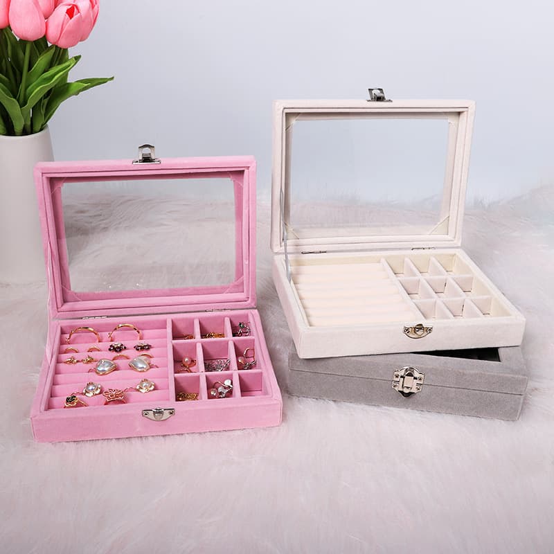 2024 New Dust-Proof Jewelry Box Ring Earring Necklace Large Capacity Jewelry Storage Box Jewelry Display Jewelry Box
