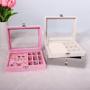 2024 New Dust-Proof Jewelry Box Ring Earring Necklace Large Capacity Jewelry Storage Box Jewelry Display Jewelry Box