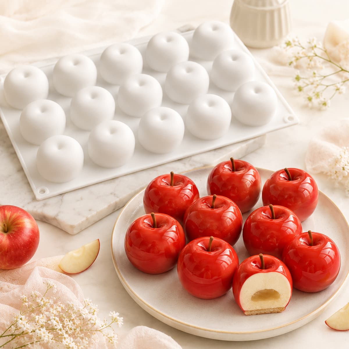 Apple Mousse Cake Mold Mousse/Cake/Pudding/Jelly Food-Grade Silicone Mold Christmas Cross-Border