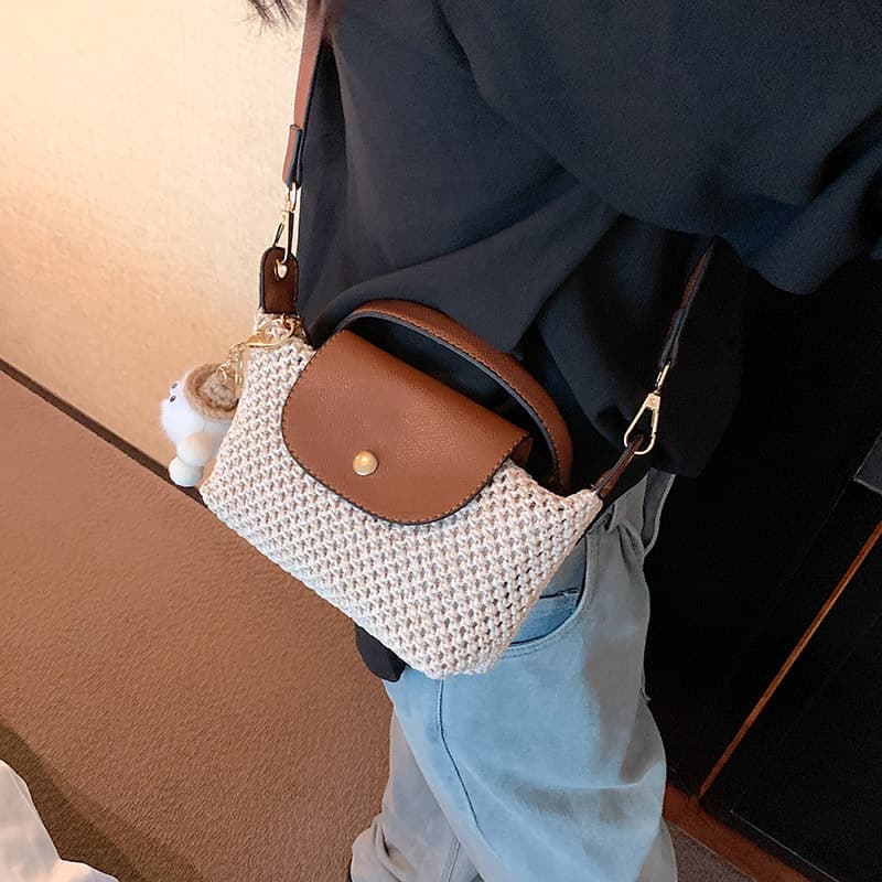 Summer Mini Woven Handbag Women's 2023 Summer New Ins Shoulder Crossbody Bag Beach Vacation Bag