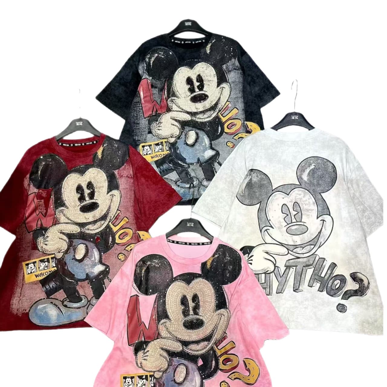 Cross-border 2026 Fall European Style Plus Size Short-Sleeve T-Shirt, Heavy-Duty European and American Cartoon Comic Mickey Mouse Streetwear Tee for Women