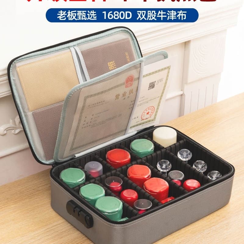Seal Storage Box with Combination Lock, Business License Holder, Office Seal Pouch and License Bag