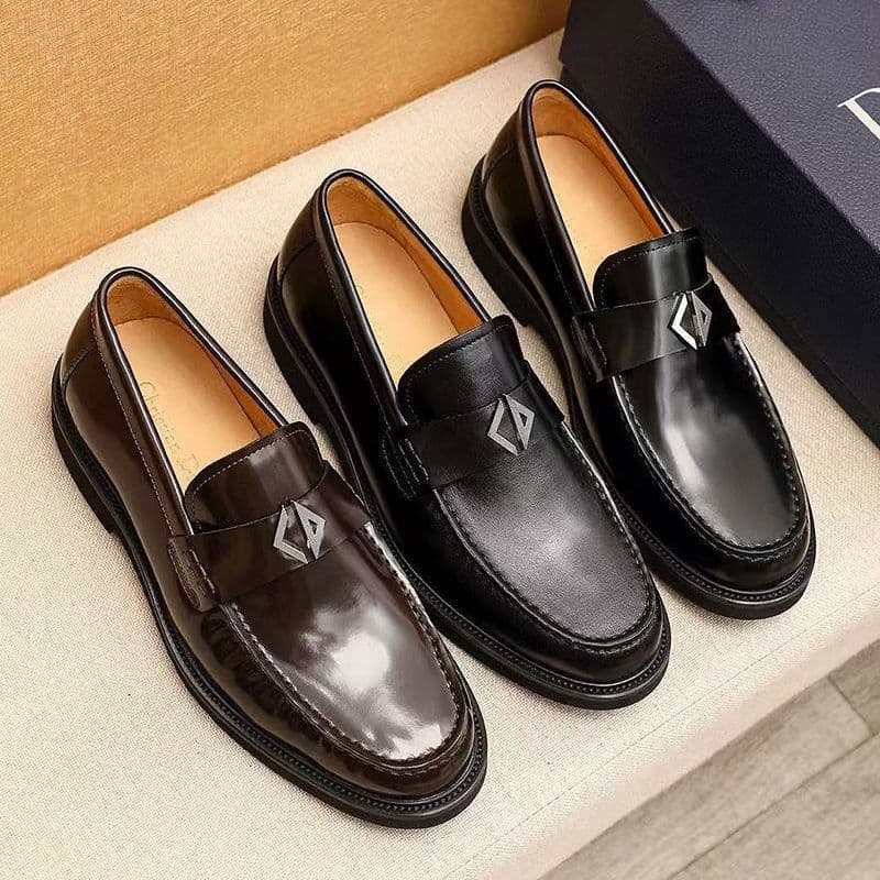 European Style Men's Loafers Casual British Thick Sole Formal New Cowhide Lazy Business Slip-on Genuine Leather Driving Shoes