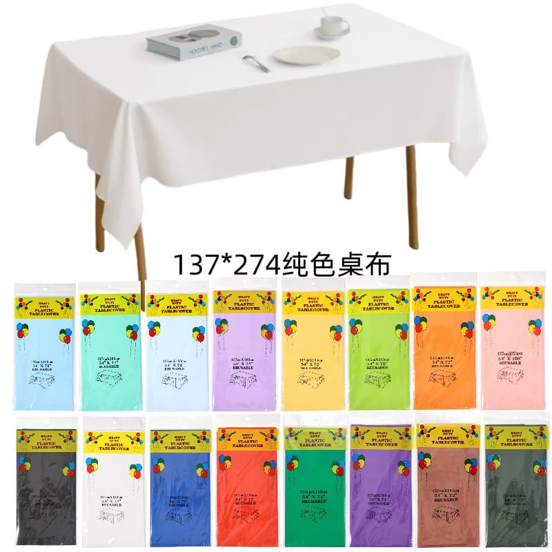Direct from Manufacturer, Ready Stock Wholesale PEVA Disposable Rectangular Tablecloths, Waterproof 137*274 for Cross-border Supply