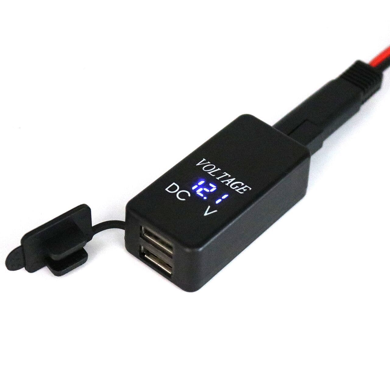 Motorcycle SAE to Dual USB Phone 4.2A Charger with Voltage Display CC