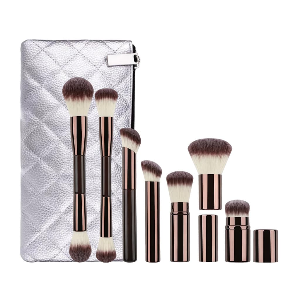 Amazon New Hot Selling 7-Piece Makeup Brush Set Dual-Ended Powder Brush Blush Brush Retractable Brush Contour Brush Foundation Brush