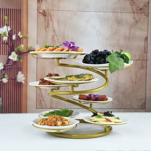 Multi-layer Plate Rack Dining Table Storage Rack, Prep Dish Rack, Cold Dish Shelf, Plate Holder, Eight-layer Plate Rack