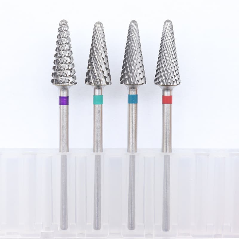 EasyNail four types of tapered step-less tungsten steel manicure polishing heads with sharp 2.35mm nail polish remover