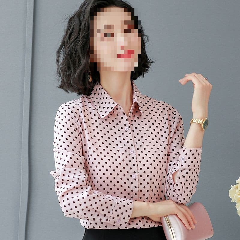 New Spring and Autumn Style Polka Dot Chiffon Long Sleeve Shirt Women Professional Fashion Versatile Elegant Top Trendy