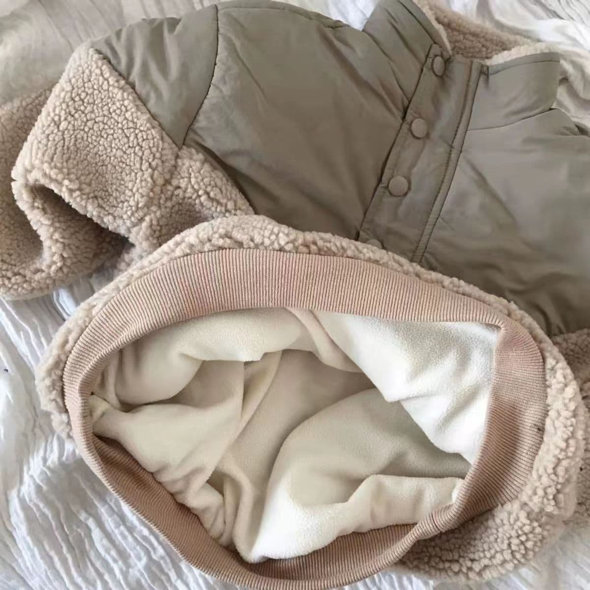 Kids Winter Padded Jacket for Girls, Loose Color-Block Fleece-Lined Sweatshirt, Unisex Thick Warm Coat