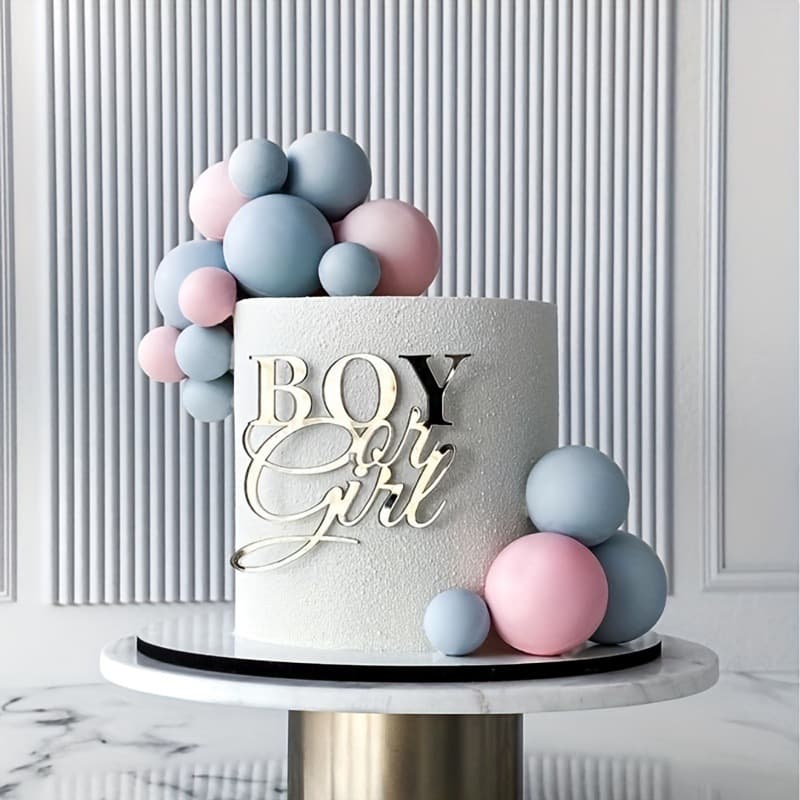 Acrylic "boy or girl" cake topper -1 piece gold decoration for gender display and