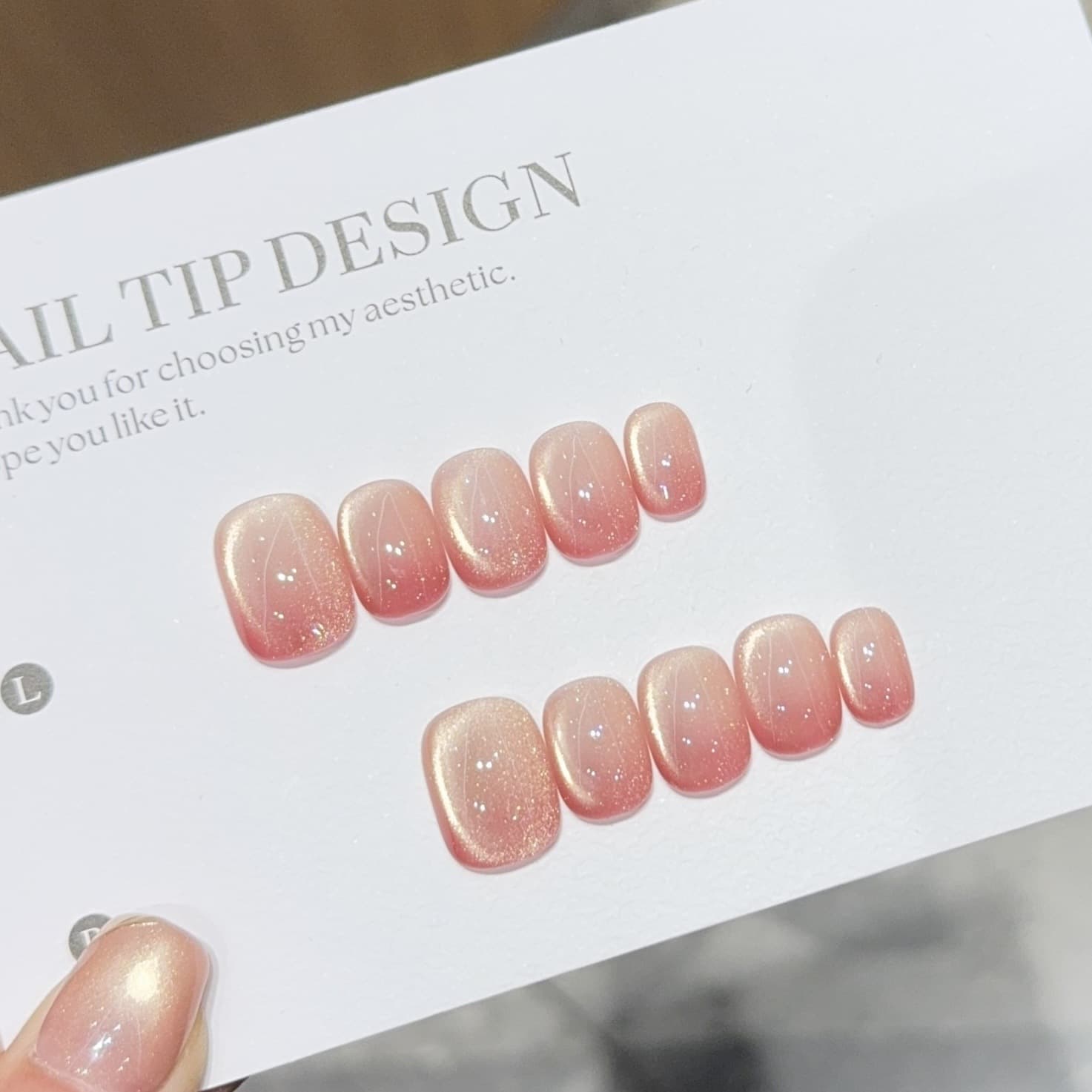【Grape Crushed Ice】Hand-Painted Blush Cat-Eye Design Handmade Wearable Nails Pure Handmade Short Fake Nails Bean-Shaped Nails