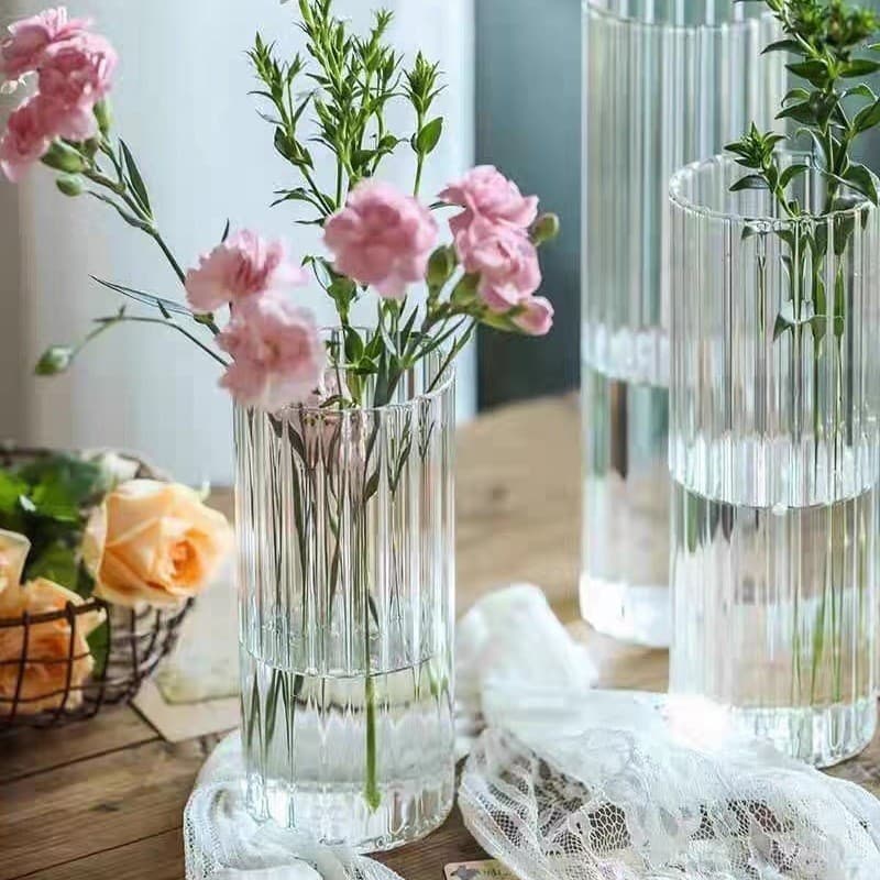 Ins style, high-looking, light luxury, Nordic style living room, creative ornaments, dried flowers, hydroponic vase, transparent glass vase