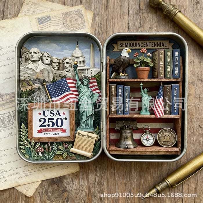 Cross-border USA 250th Anniversary Pocket Diorama Tin