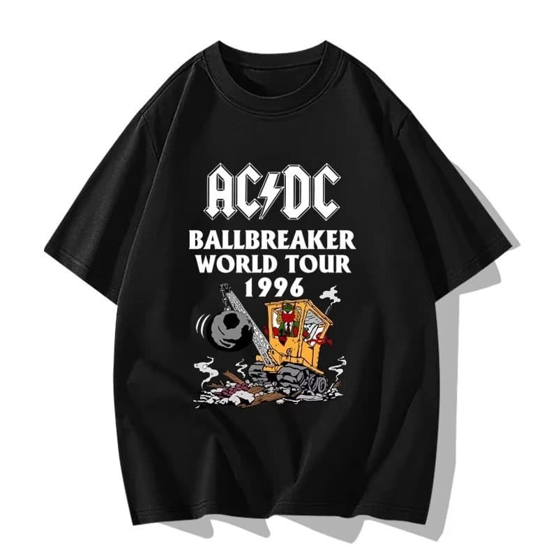 EU Size T-Shirt and Hip-Hop Cotton】EU Size 2025【Fans Kids Street Rock Band ACDC Cotton Print Team T-Shirt