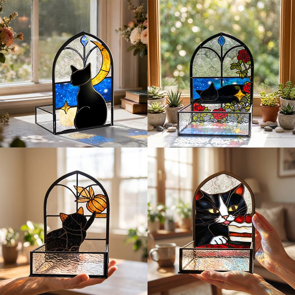 TYU832-855 Cross-border creative Stained glass flower pot box home desktop ornaments decoration