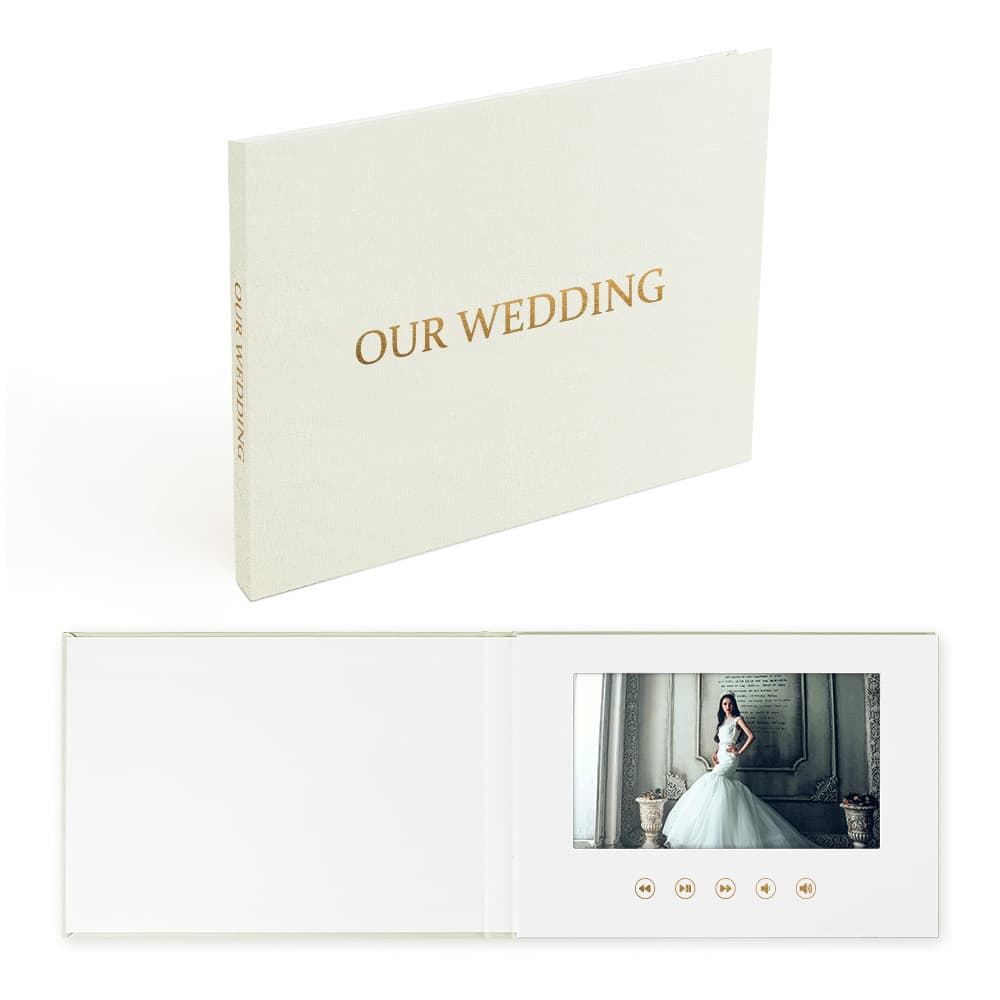 Manufacturer wholesale multifunctional commercial wedding video invitation linen material video brochure