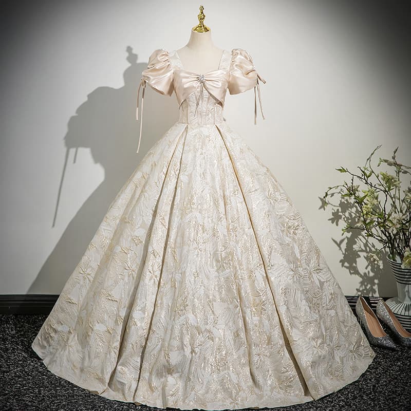 Graduation dress European and American cross-border French birthday princess dress champagne color hosting annual meeting Amazon Puffy Foreign Trade