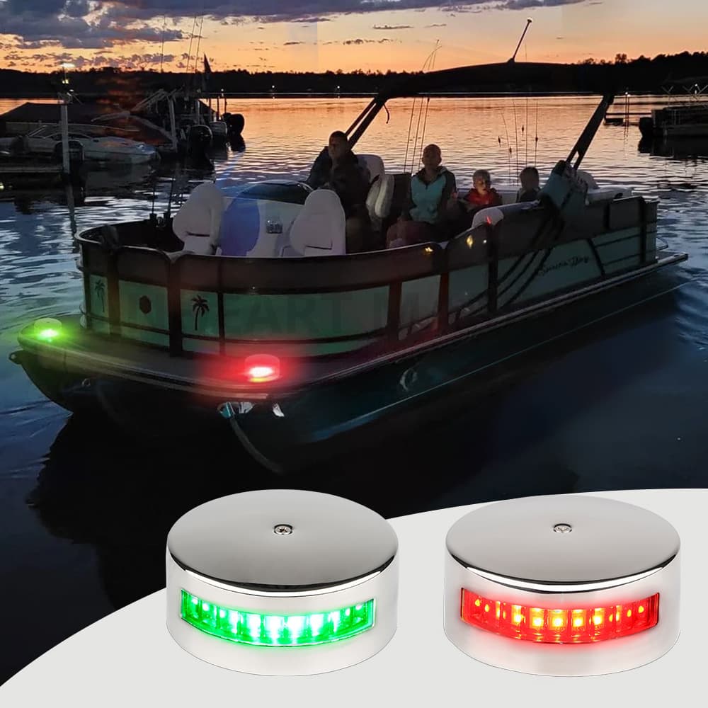 Led Navigation Light Traffic and Green Two-Color Light Pair Signal Light Yacht Light Marine Stainless Steel 10-30Vdc