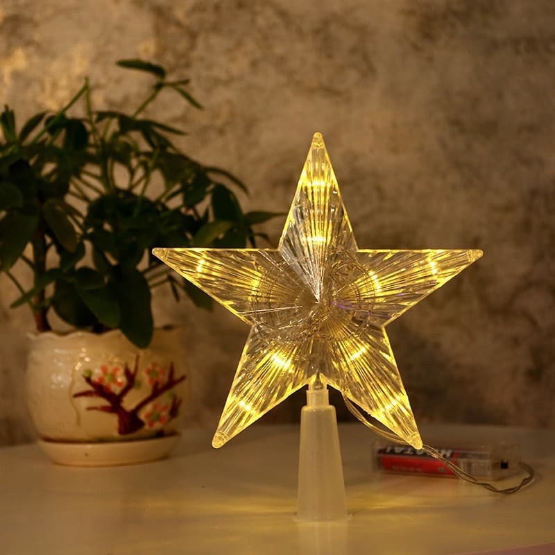 Cross-border dreamy romantic Christmas creative star tree topper lights, dazzling starry sky decorative lights, warm ambiance five-pointed star lights