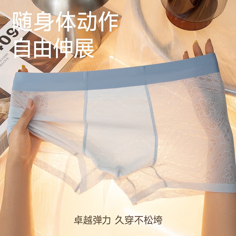 Summer Nude Lightweight Ice Silk Men's Underwear Quick-drying Sexy Transparent Boxer Briefs Antibacterial Seamless Boxer Shorts for Men