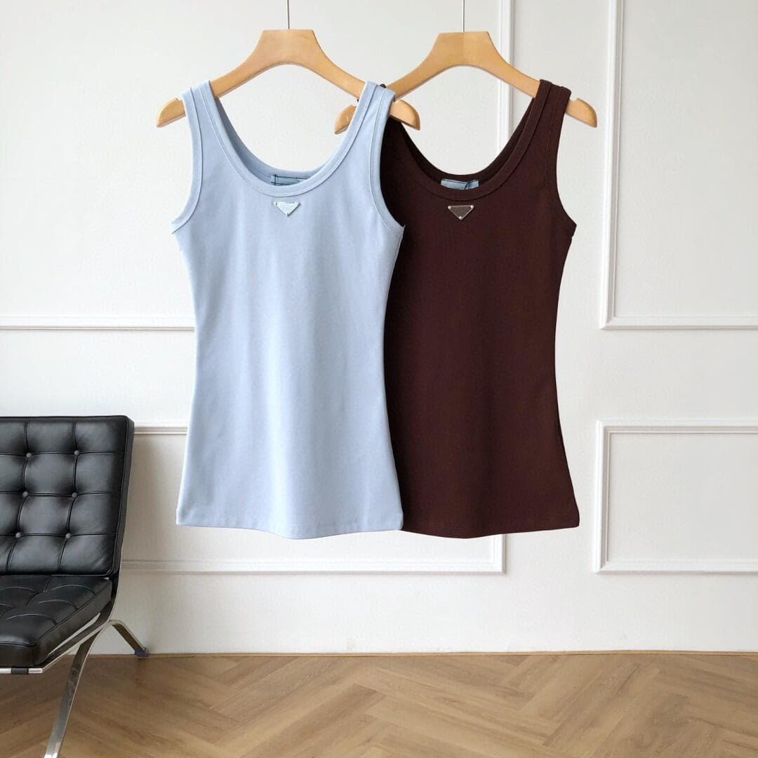 Nanyou High Quality P Brand 2025 New Front and Back U-Neck Vest Women's Triangle Logo Camisole Inner Layer Outerwear Top Wholesale Price