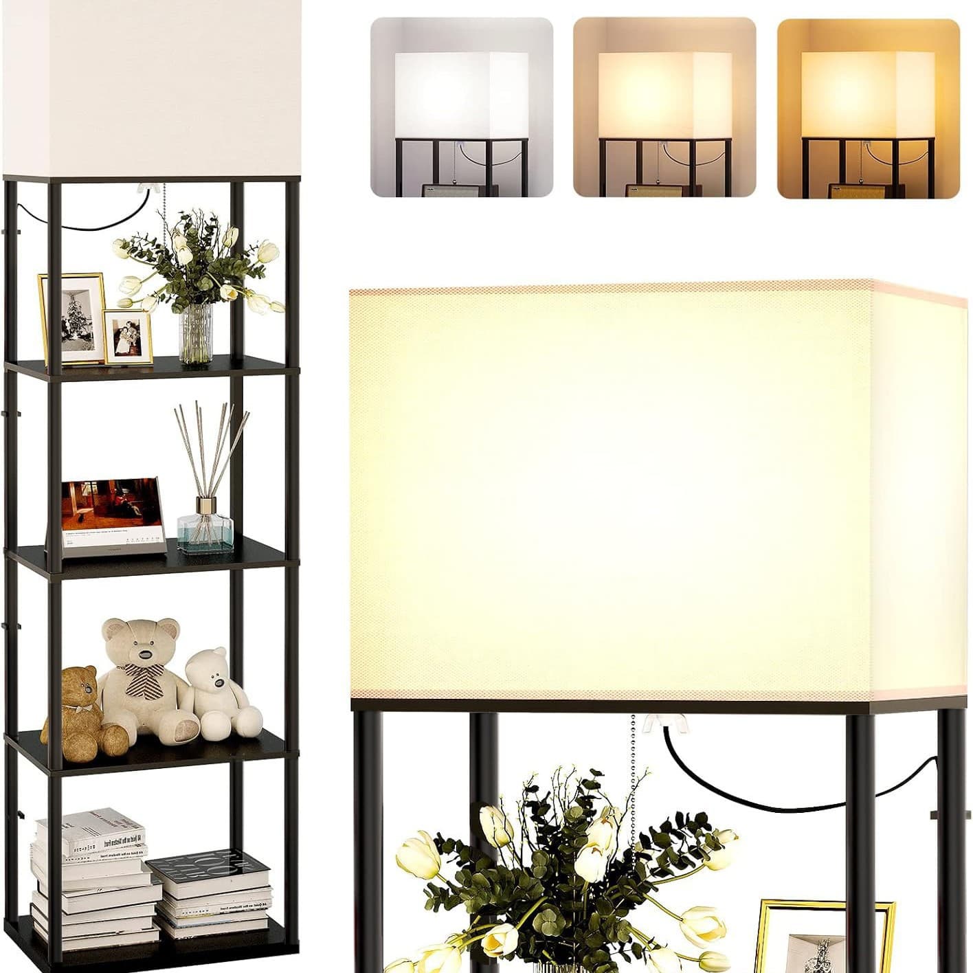 Cross-Border Floor Lamp with Shelf, Suitable for Living Room Corner Display Column Lamp Shelf Lamp