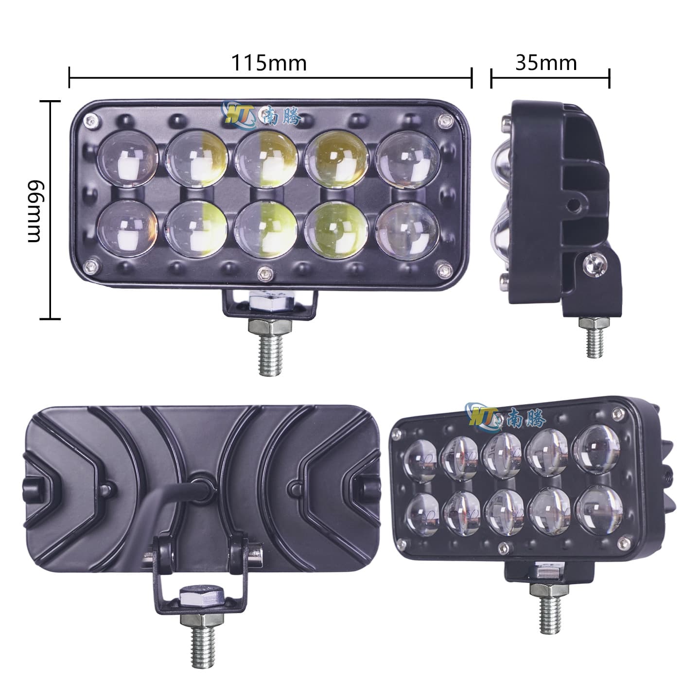 Motorcycle Spotlights Electric Vehicle Spotlight Modification External 10-LED Spotlight Strobe Super Bright Focused with Demon Eye