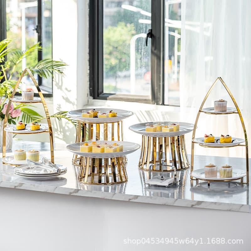 Stainless Steel Dessert Stand Fruit Cake Tray Buffet Party Food Display Rack Cold Meal Tea Break Sweet Table