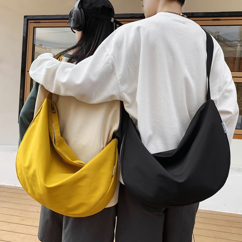 Women's New Japanese and Korean Style Crossbody Shoulder Bag Spring Nylon Large Capacity Dumpling Bag Moon Bag Shopping Bag Trendy