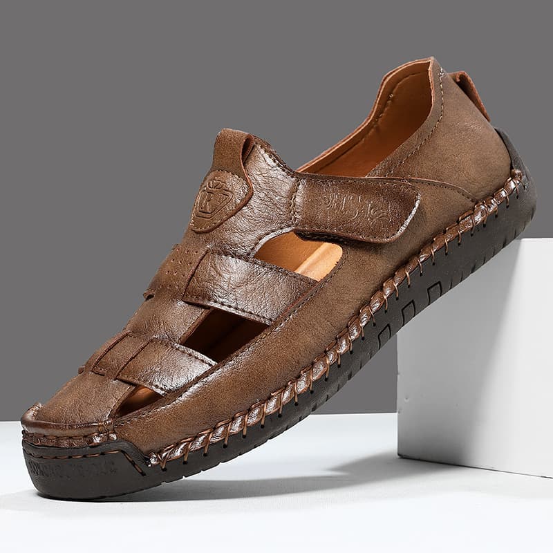 Cross-border Large Size New Sandals Closed Toe Genuine Leather Breathable Slippers Casual Beach Shoes Clog Shoes Factory Direct