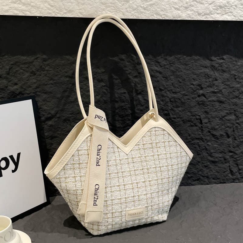 Large Capacity Checkered Bag Women 2025 New Fashion Retro Shoulder Commuter Bag Women Textured Versatile Tote Bag Women
