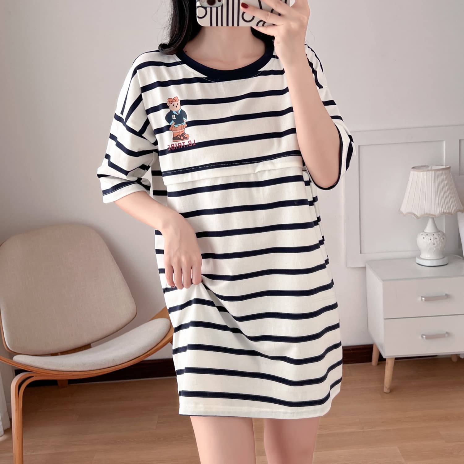 Maternity wear, short-sleeved summer nursing tops for hot moms when going out, fashionable breastfeeding summer nursing tops, loose plus size women