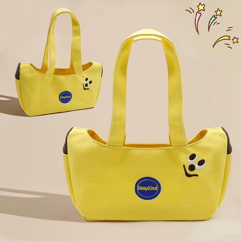 New Cute Cartoon Embroidered Canvas Bag, Handbag for Office Workers, Handbag for Moms When Going Out, Small Bag for Carrying Miscellaneous Items