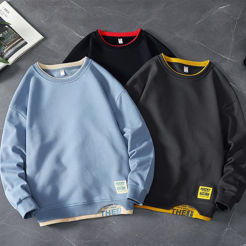 Plush sweatshirt for men in autumn and winter trendy brand new student tops bottoming shirt large size casual round neck men's sweatshirt