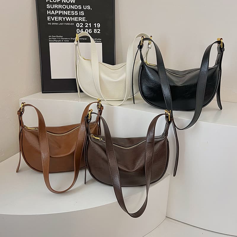 Fashionable and high-end new versatile casual crossbody dumpling bag, Korean soft leather texture, niche casual shoulder underarm bag
