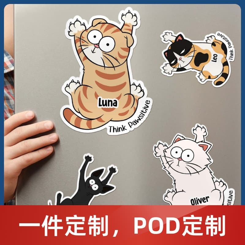 Cross-border Hot Selling Personalized Acrylic Fridge Magnet Think Pawsitive Custom Magnet Fridge Sticker