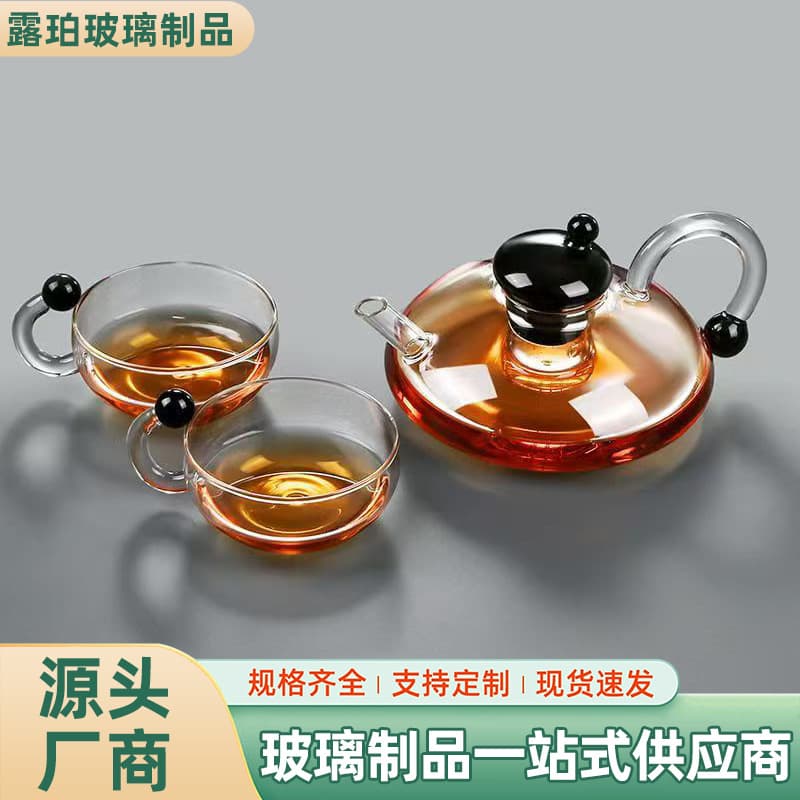 Glass Rat Tail Pot Tea Set, Side Handle Rat Tail Pot Nordic Style Large Belly Tea Maker, Stove Top Tea Kettle Glass Teapot